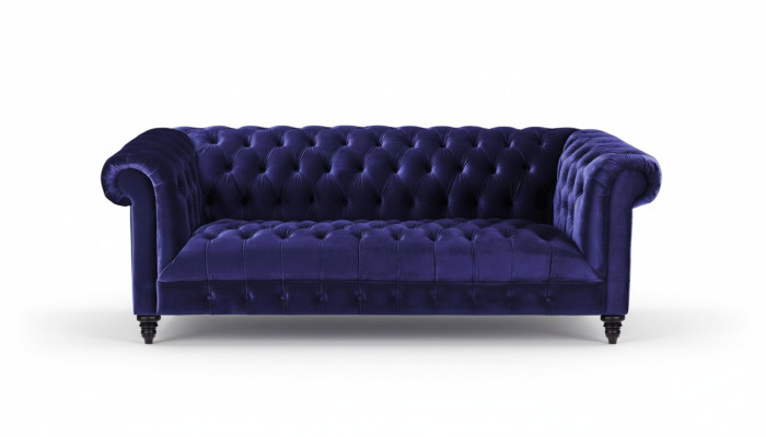 Chesterfield Lilac Velvet Couch Luxury Upholstered Furniture Sofa with Buttons Three-Seater