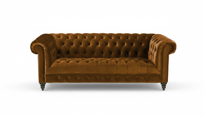 Three-seater Chesterfield brown fabric sofa new original design couches upholstery