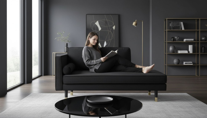Chaise lounge creative furniture new living room modern design black sofa