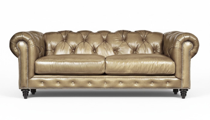 Light brown three-seater leather Chesterfield living room design sofa Chesterfield new