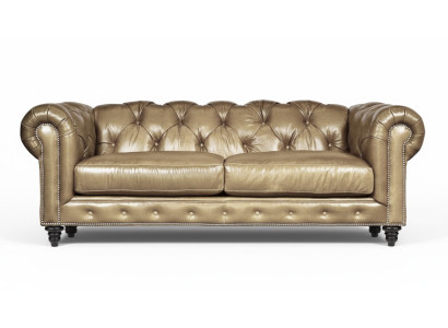 Light brown three-seater leather Chesterfield living room design sofa Chesterfield new
