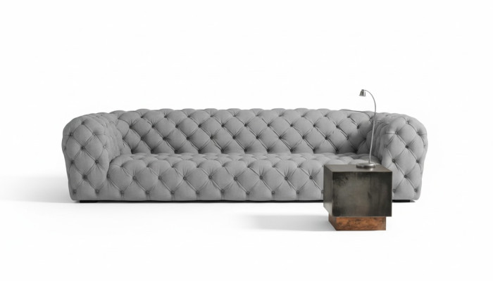 Gray Chesterfield Living Room Modern Design Couch Sofa Furniture Fabric Big XXL New