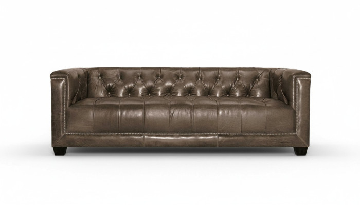 Brown three-seater leather Chesterfield living room modern design couches sofa new