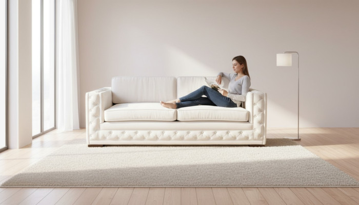 White Chesterfield Modern Design Sofa Textile Couch New Creative Furniture 3-Seater