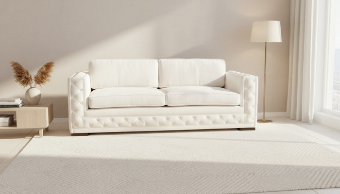 White Chesterfield Modern Design Sofa Textile Couch New Creative Furniture 3-Seater