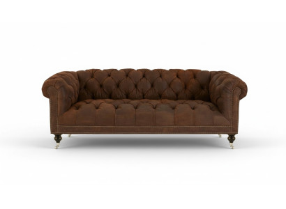 Brown three-seater Chesterfield modern design leather sofa design furniture velvet fabric