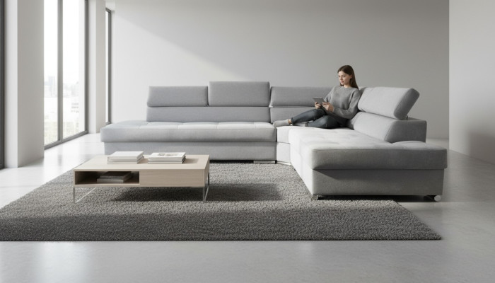 Gray sectional sofa, big textile fabric sofas, creative furniture, new modern design couches.