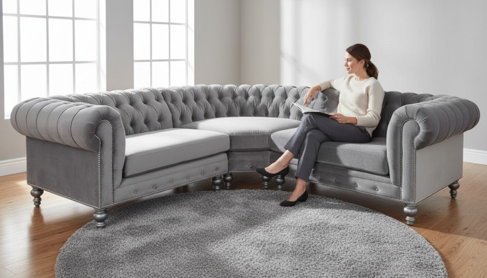 Corner sofa, couch, living landscape, corner suite, sofas, couches, Chesterfield silver