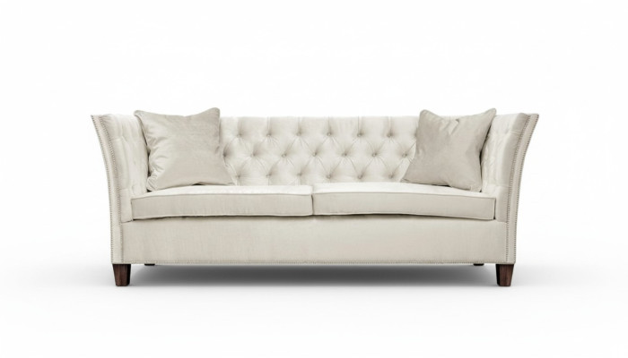 Chesterfield two-seater light gray fabric living room design upholstered sofa creative