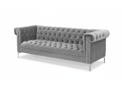Gray Chesterfield Three-Seater Fabric Living Room Design Couches Upholstered Sofas New