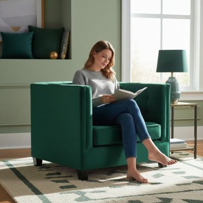 Chesterfield armchair living room modern textile fabric green creative furniture new