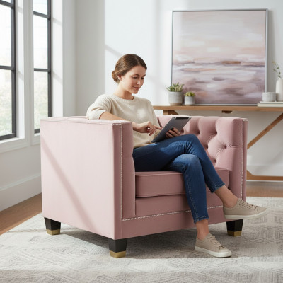 Chesterfield Armchair Textile Fabric Purple Creative Furniture New Living Room Modern