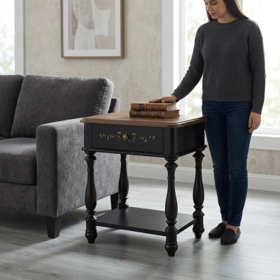 Designer nightstand console luxury nightstands side leather console wood new