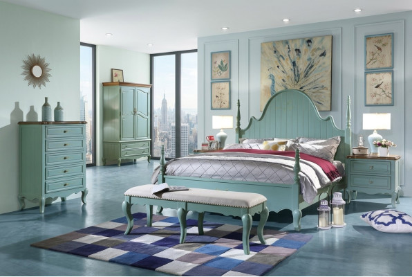 Luxury Bedroom Bed Real Wood Furniture Wooden Beds Country Style Double New