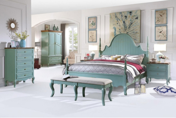 Luxury Bedroom Bed Real Wood Furniture Wooden Beds Country Style Double New