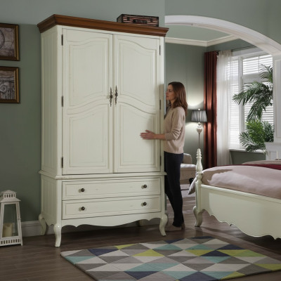 Country style wardrobe design furniture cabinets bedroom white wardrobe new