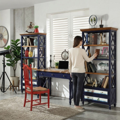 Desk office furnishings wooden shelves office desk dining table chair 4-piece set