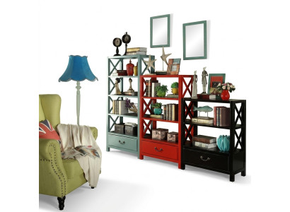 Display case wood shelf room divider designer wood shelves loft style cabinet red set