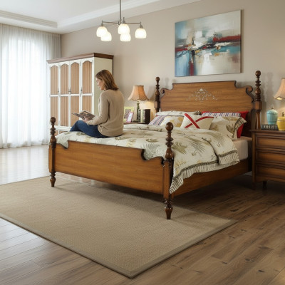 Design bedroom 3-piece bed 2x nightstand American luxury bed set furniture