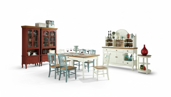 Designer dining room furniture 8-piece set table chairs dresser sideboard group suite