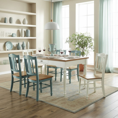 Dining Table 6x Chairs Dining Room Set Group Suite Table Seating Group 7-piece Wood New