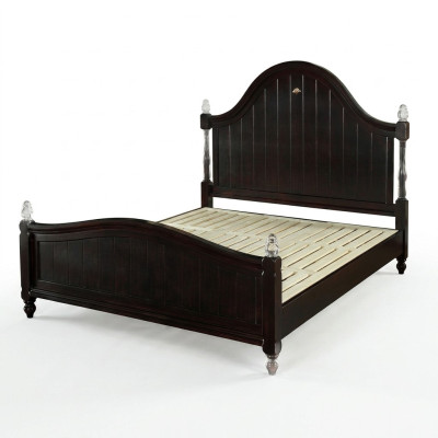 Designer bed: country house wood hotel metal beds double bedroom wooden furniture