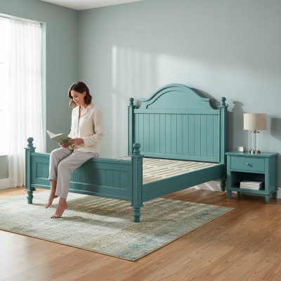 Green Bed Practical Upholstered Bed Luxury Double Bedroom Designer Bed Beds