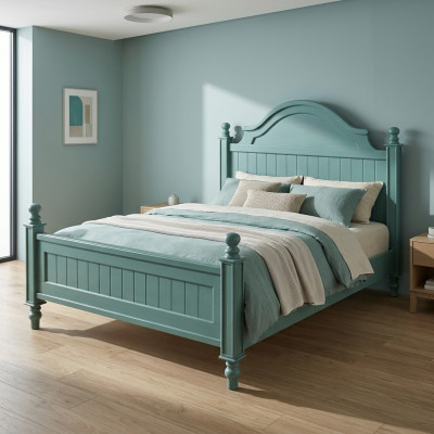 Green Bed Practical Upholstered Bed Luxury Double Bedroom Designer Bed Beds