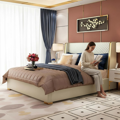 Designer upholstered bed, bed beds, fabric wood luxury double bed 180x200cm double bed