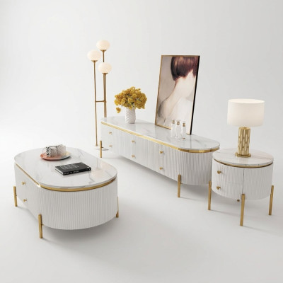 Living room furniture set designer living room sideboard coffee table side table 3-piece.