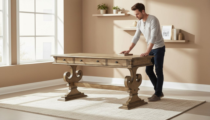 Table desk table work desk executive office furniture CEO brown new