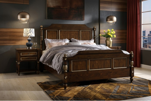 Designer bed, classic wood hotel beds, double sleeping room, luxury 180x200, new