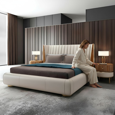 Designer Italian furniture, double bedroom bed 150x200cm, leather beds, new.