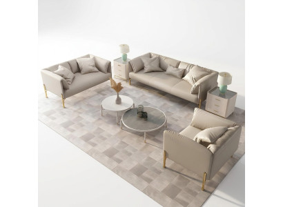 3-2-1 Seating Set Designer Sofa Couch Leather Upholstery Relax