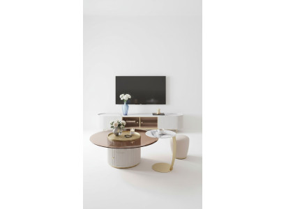 Coffee table sideboard 2-piece LED living room illuminated furniture table