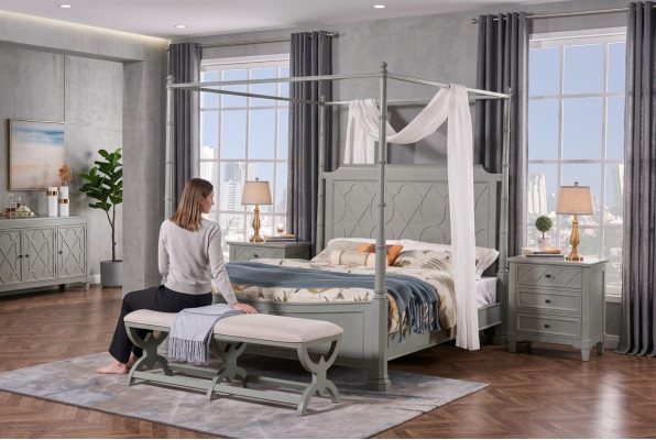 Bedroom complete set, country house style, modern bed, bedside table 5 pieces. New