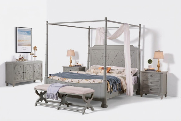 Bedroom complete set, country house style, modern bed, bedside table 5 pieces. New