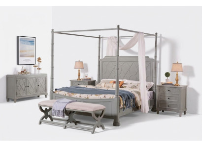 Bedroom complete set, country house style, modern bed, bedside table 5 pieces. New