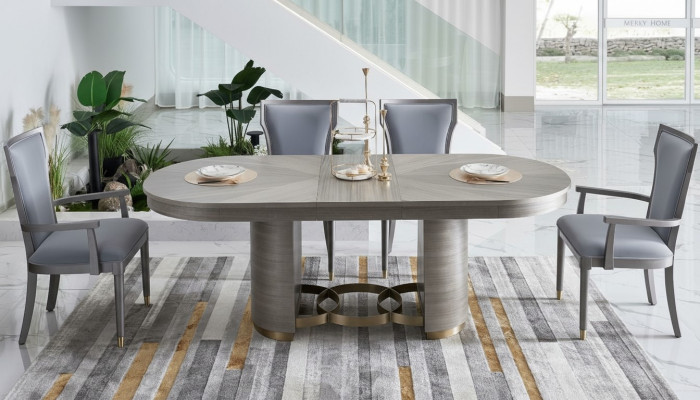 Classic Designer Dining Table + 4 Chairs Set Ensemble Room Group 5 pcs.