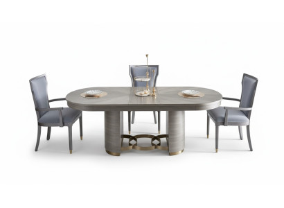 Classic Designer Dining Table + 4 Chairs Set Ensemble Room Group 5 pcs.