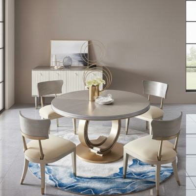 Design round table with 4x chairs dining room seating round table set wood