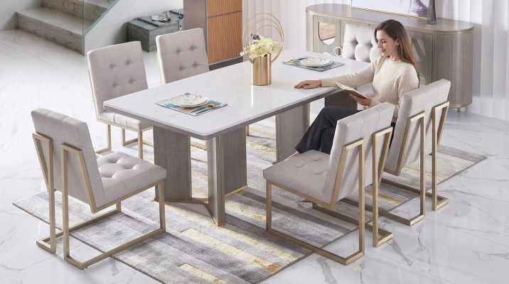 Dining room design furniture chair group table 6 armchairs set ensemble new