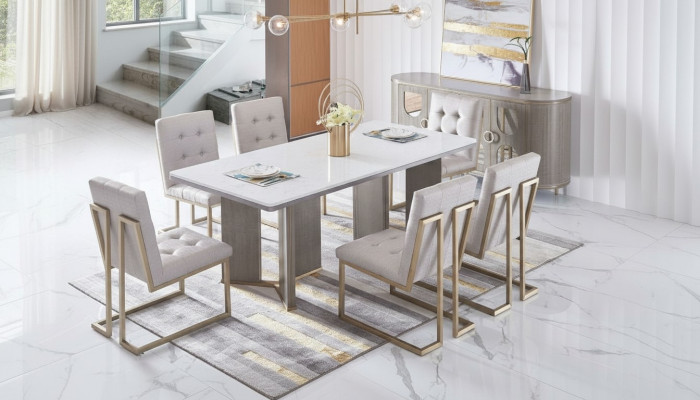 Dining room design furniture chair group table 6 armchairs set ensemble new