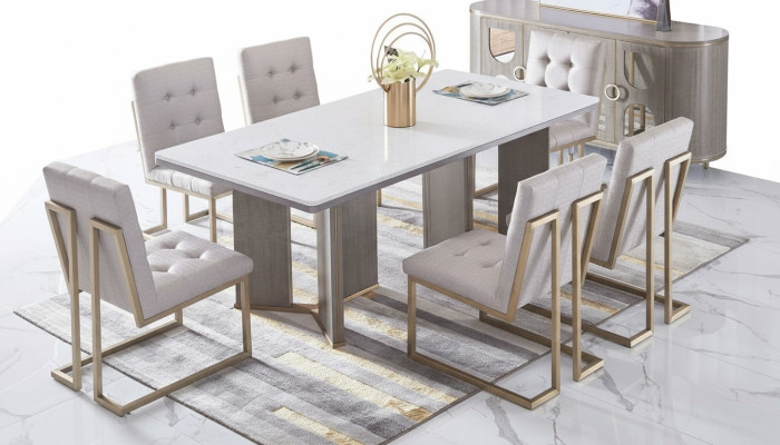 Dining room design furniture chair group table 6 armchairs set ensemble new