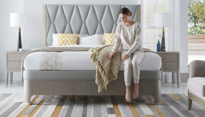 Bed 2x Nightstand 3-piece. Bedroom Set Design Modern Luxury Group