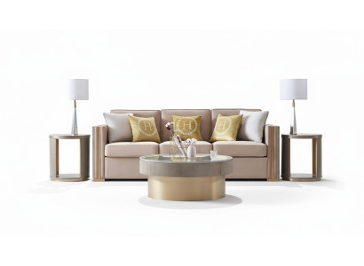 Three-seater design upholstered seating textile sofa 3-seater furniture beige new luxury furniture