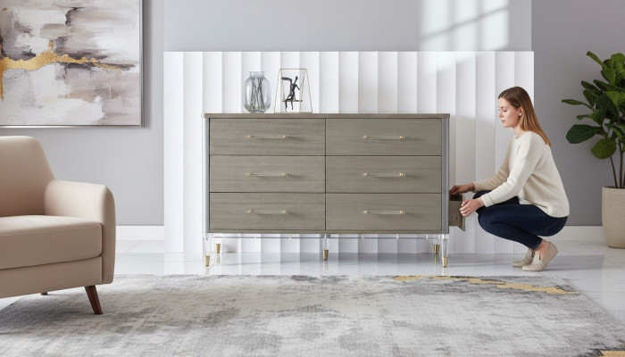 Design dresser with 6 drawers sideboard lowboard cabinet sideboard