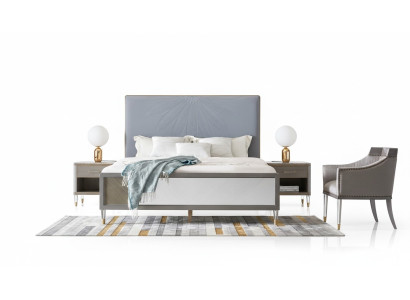 Leather Bed Double Bed Gray 180x200 Beds Upholstered Luxury Double