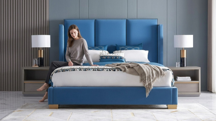 Bed Leather 2x Nightstand 3-piece Bedroom Set Furniture Modern Luxury