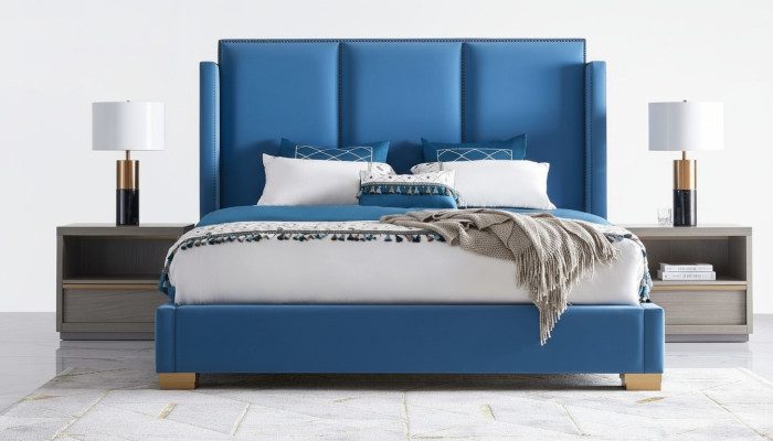 Bed Leather 2x Nightstand 3-piece Bedroom Set Furniture Modern Luxury